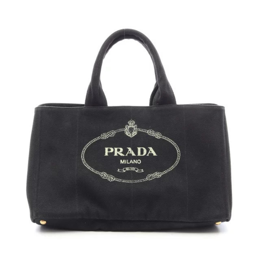 Prada Denim Canapa Canvas Tote Bag Black